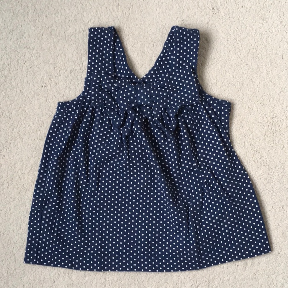 Girls Baby Gap Navy Polka Dot Bow Tank Blouse 4.